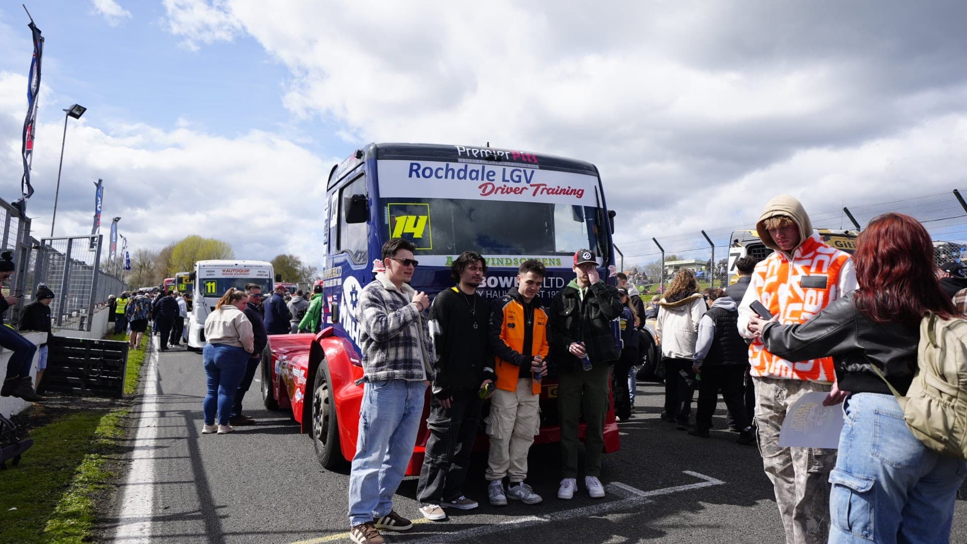 Bowler Racing supporters standing together in front of Diana number 14